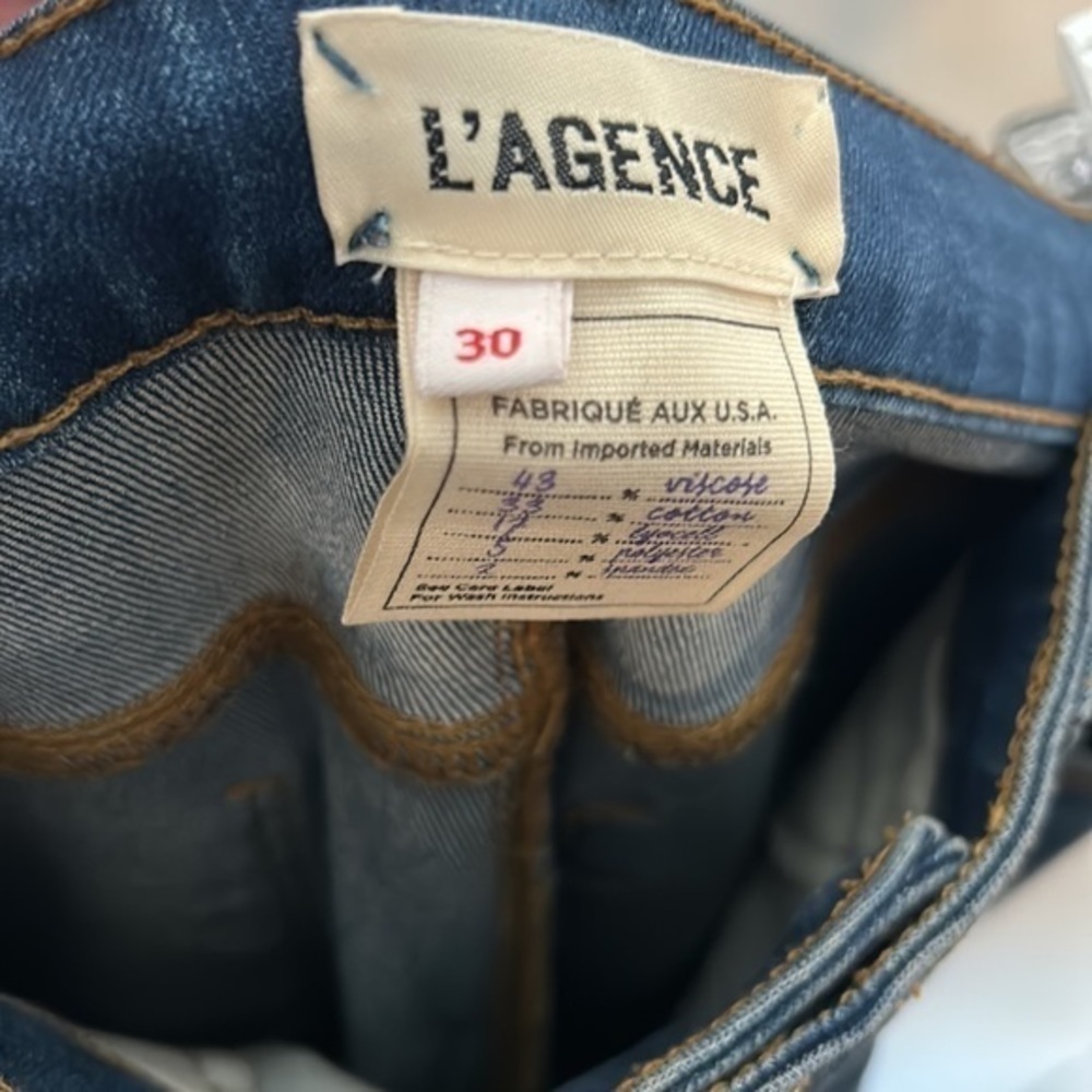 L'AGENCE Medium Wash Margot Gold Stripe SKinny Jeans/Denim- Size 30 - Picture 11 of 12